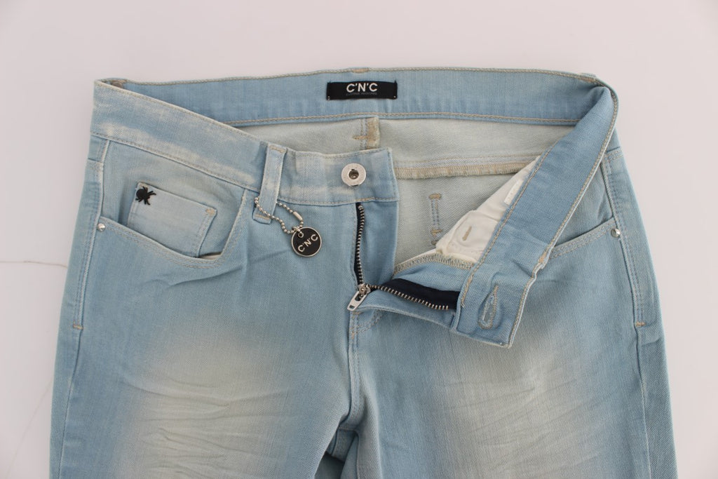 Costume National Blaue Baumwollmischung Super Slim Fit Jeans