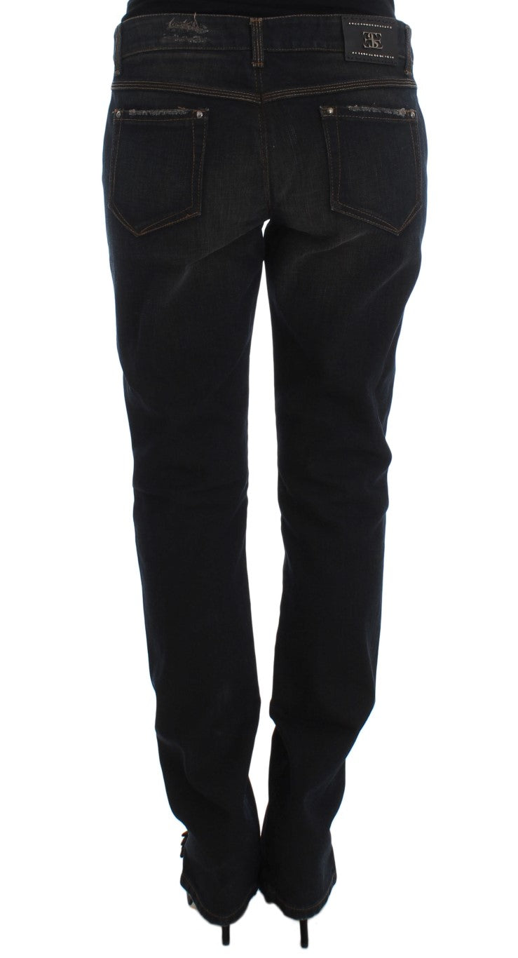 Ermanno Scervino Boyfriend Jeans aus Baumwolle mit blauer Waschung