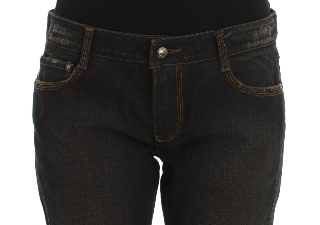 Ermanno Scervino Boyfriend Jeans aus Baumwolle mit blauer Waschung