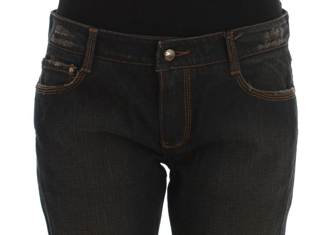 Ermanno Scervino Boyfriend Jeans aus Baumwolle mit blauer Waschung