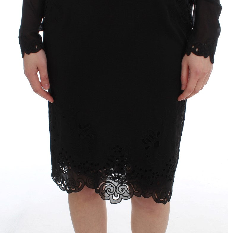 Dolce & Gabbana Schwarzes Seiden-Stretch-Etuikleid