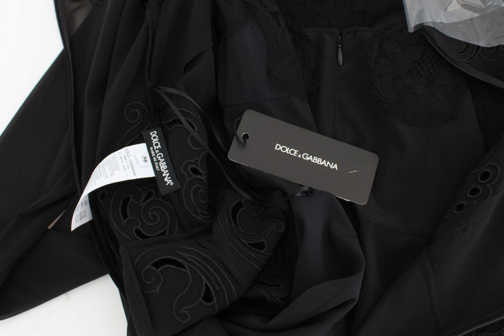 Dolce & Gabbana Schwarzes Seiden-Stretch-Etuikleid