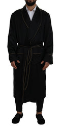 Dolce & Gabbana Schwarzer Robenmantel aus 100% Seide Wickeljacke