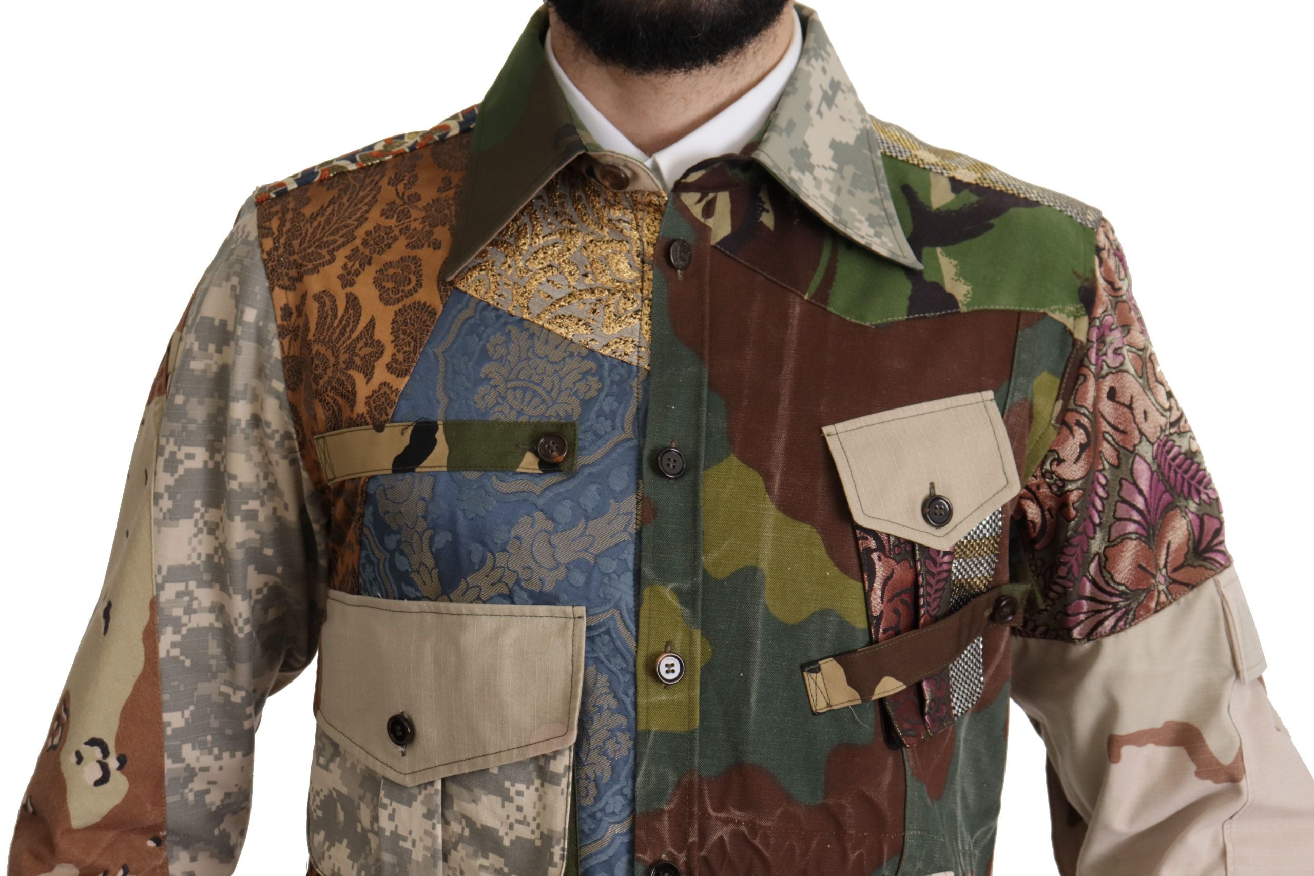 Dolce & Gabbana Multicolor Button-Down Patchwork Shirt