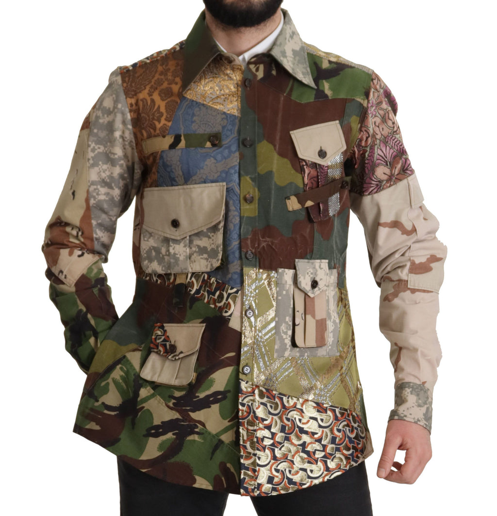 Dolce & Gabbana Multicolor Button-Down Patchwork Shirt