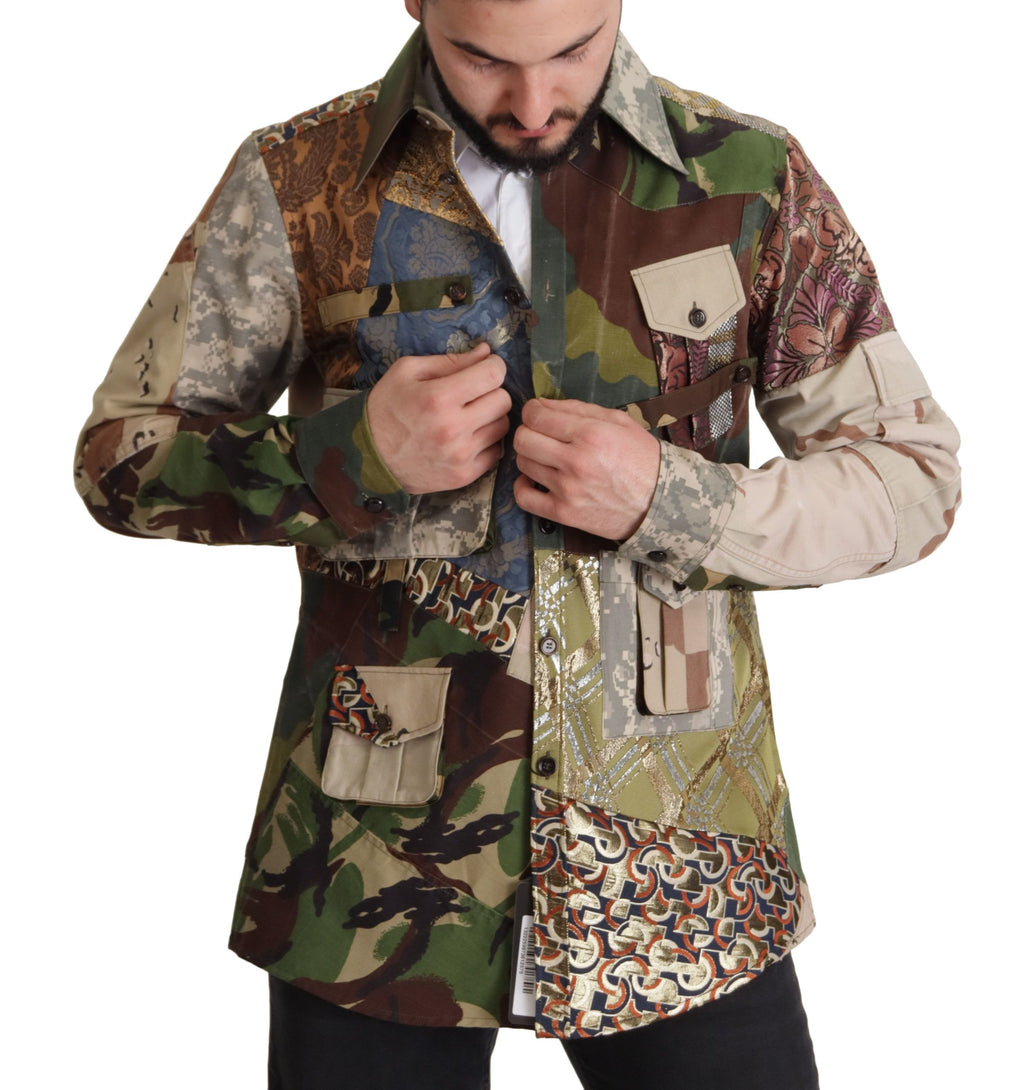 Dolce & Gabbana Multicolor Button-Down Patchwork Shirt