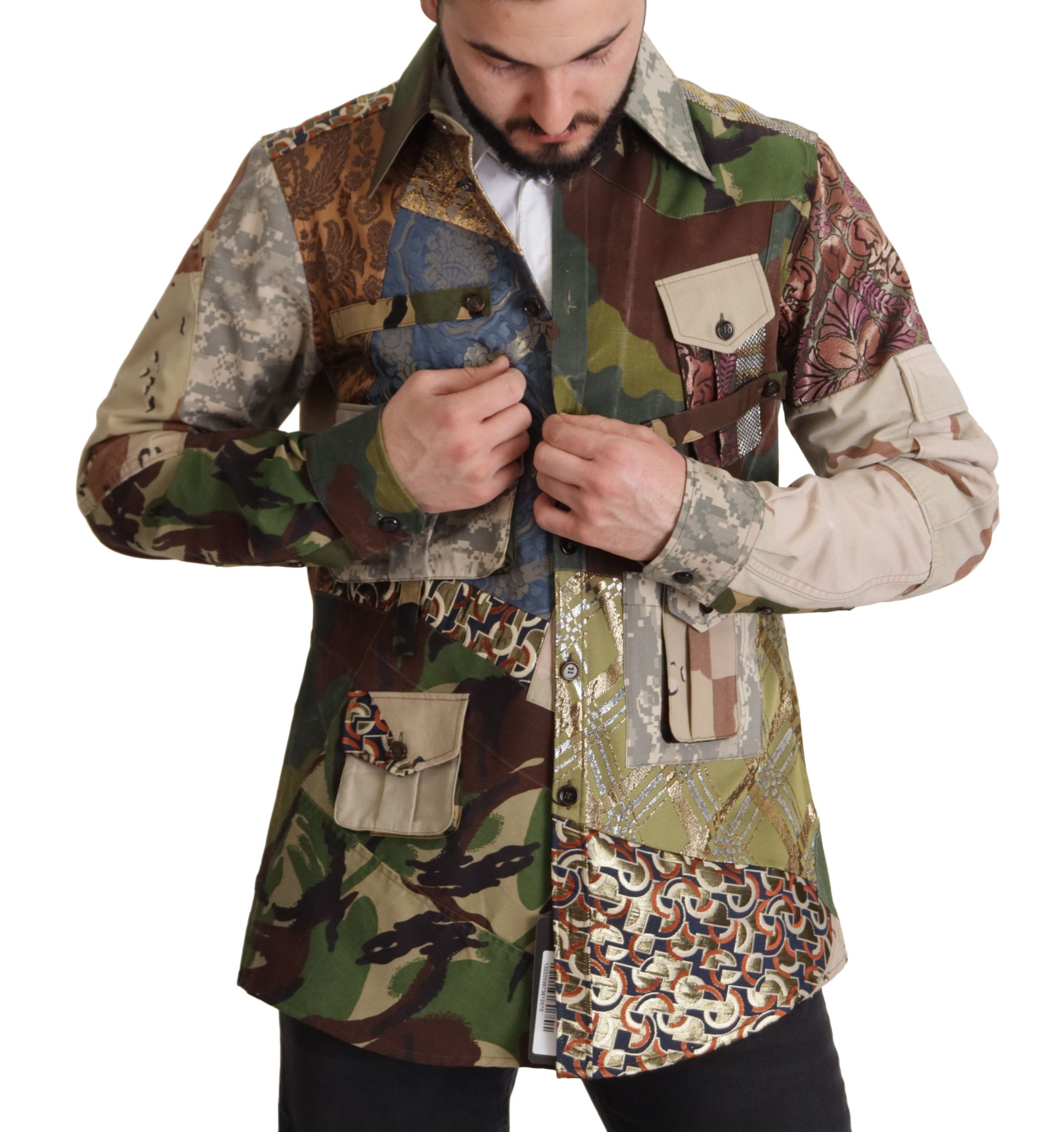 Dolce & Gabbana Multicolor Button-Down Patchwork Shirt