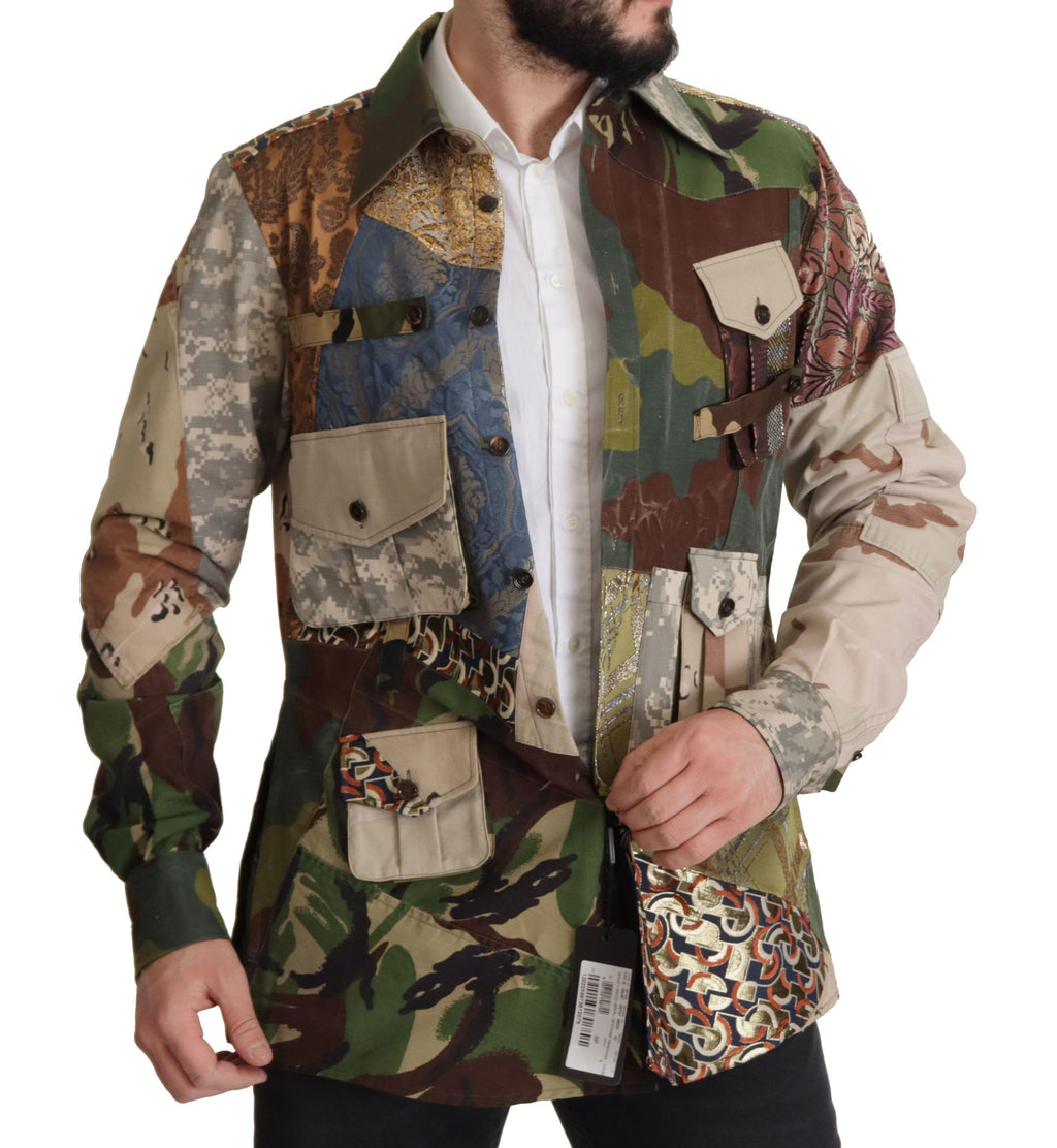 Dolce & Gabbana Multicolor Button-Down Patchwork Shirt