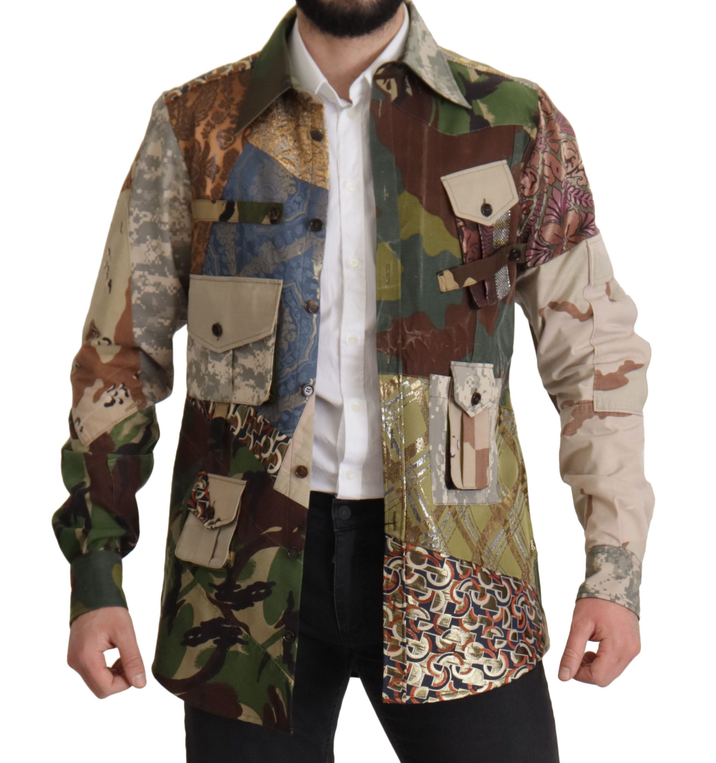Dolce & Gabbana Multicolor Button-Down Patchwork Shirt