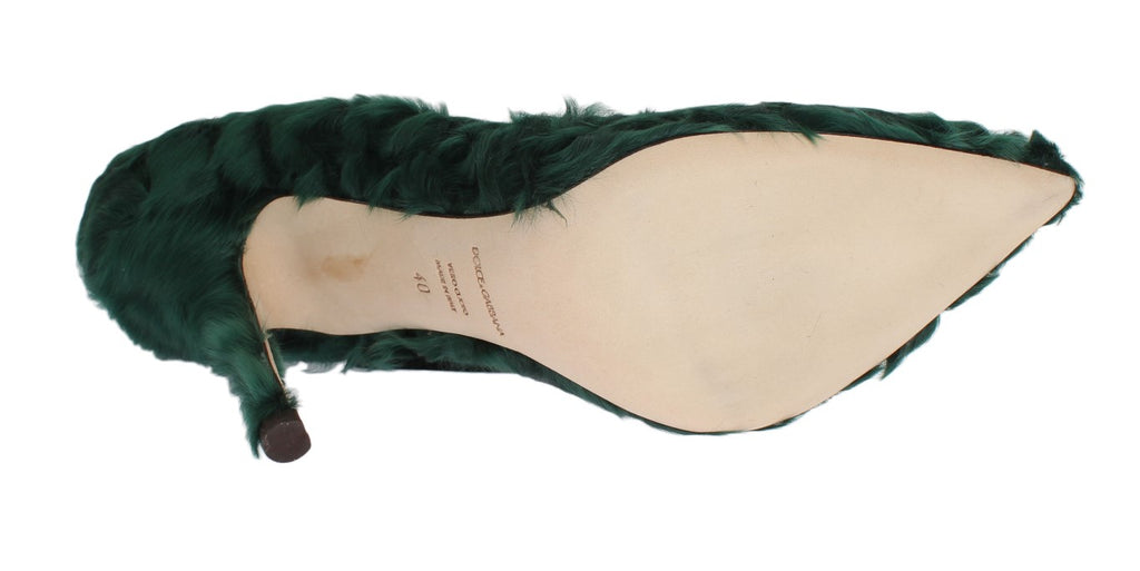 Dolce & Gabbana Grüne Xiangao Lammfell Leder Pumps