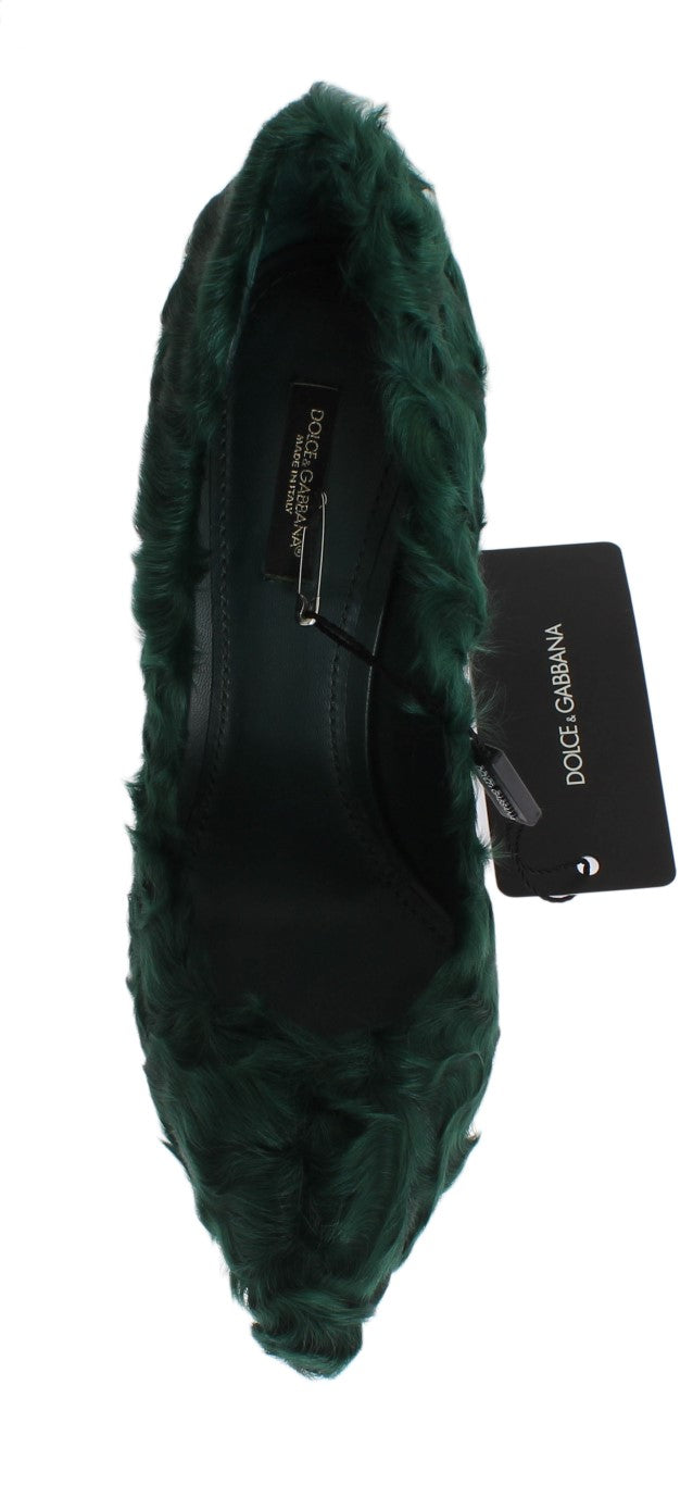 Dolce & Gabbana Grüne Xiangao Lammfell Leder Pumps