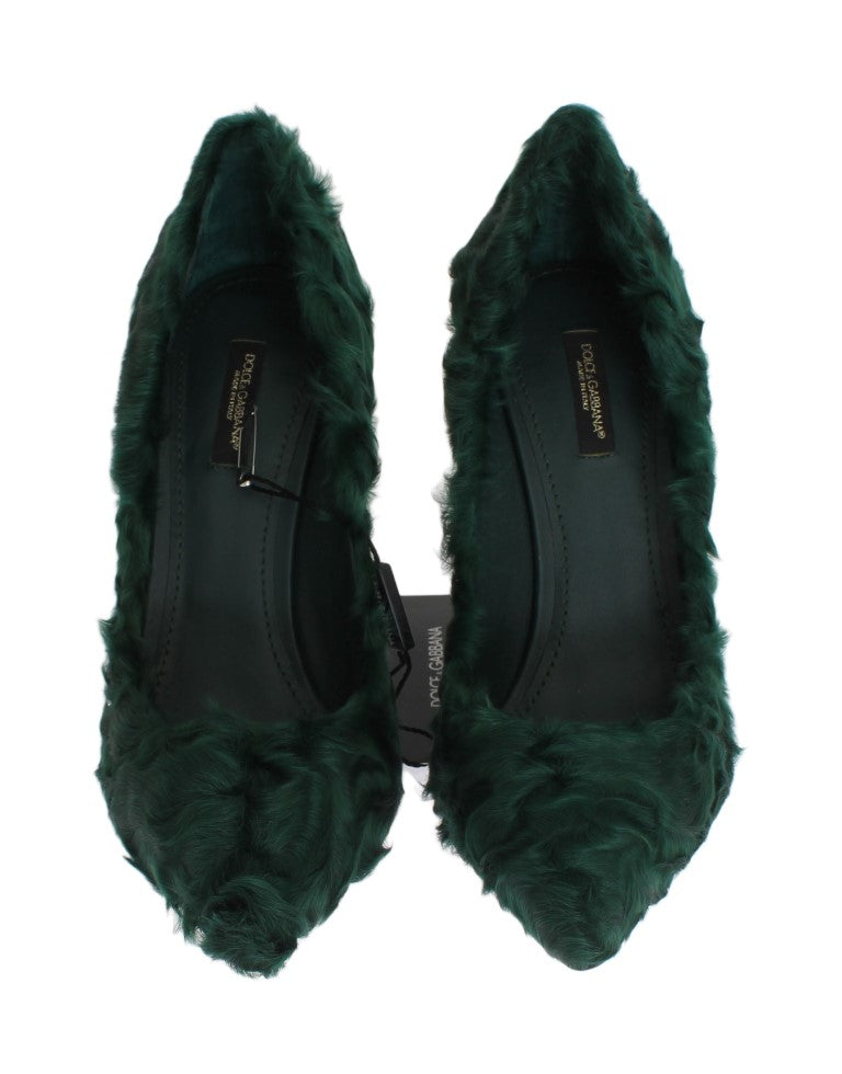 Dolce & Gabbana Grüne Xiangao Lammfell Leder Pumps