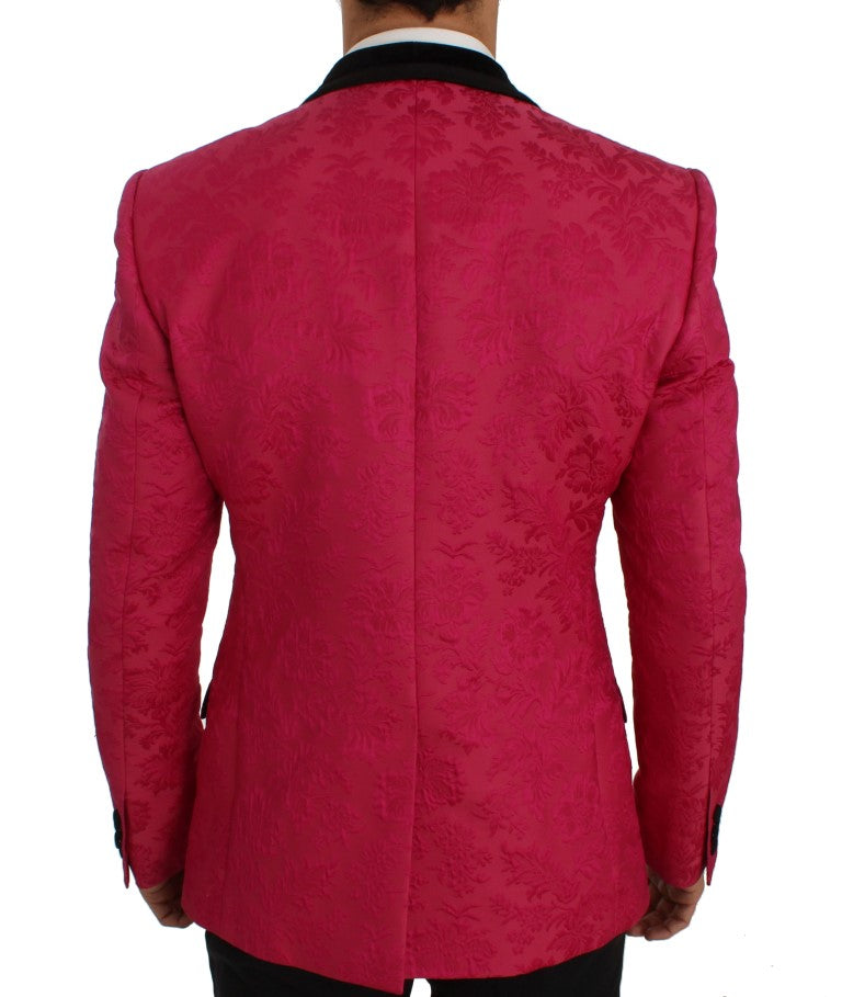 Dolce & Gabbana Rosa Brokatjacke mit Blumenmuster und schmalem Blazer