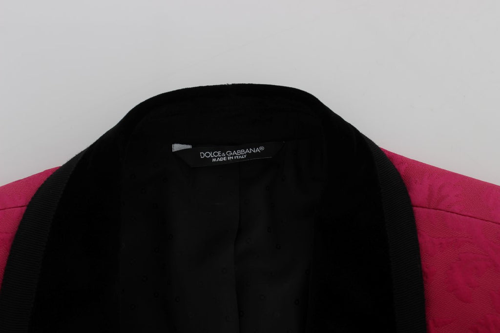 Dolce & Gabbana Rosa Brokatjacke mit Blumenmuster und schmalem Blazer