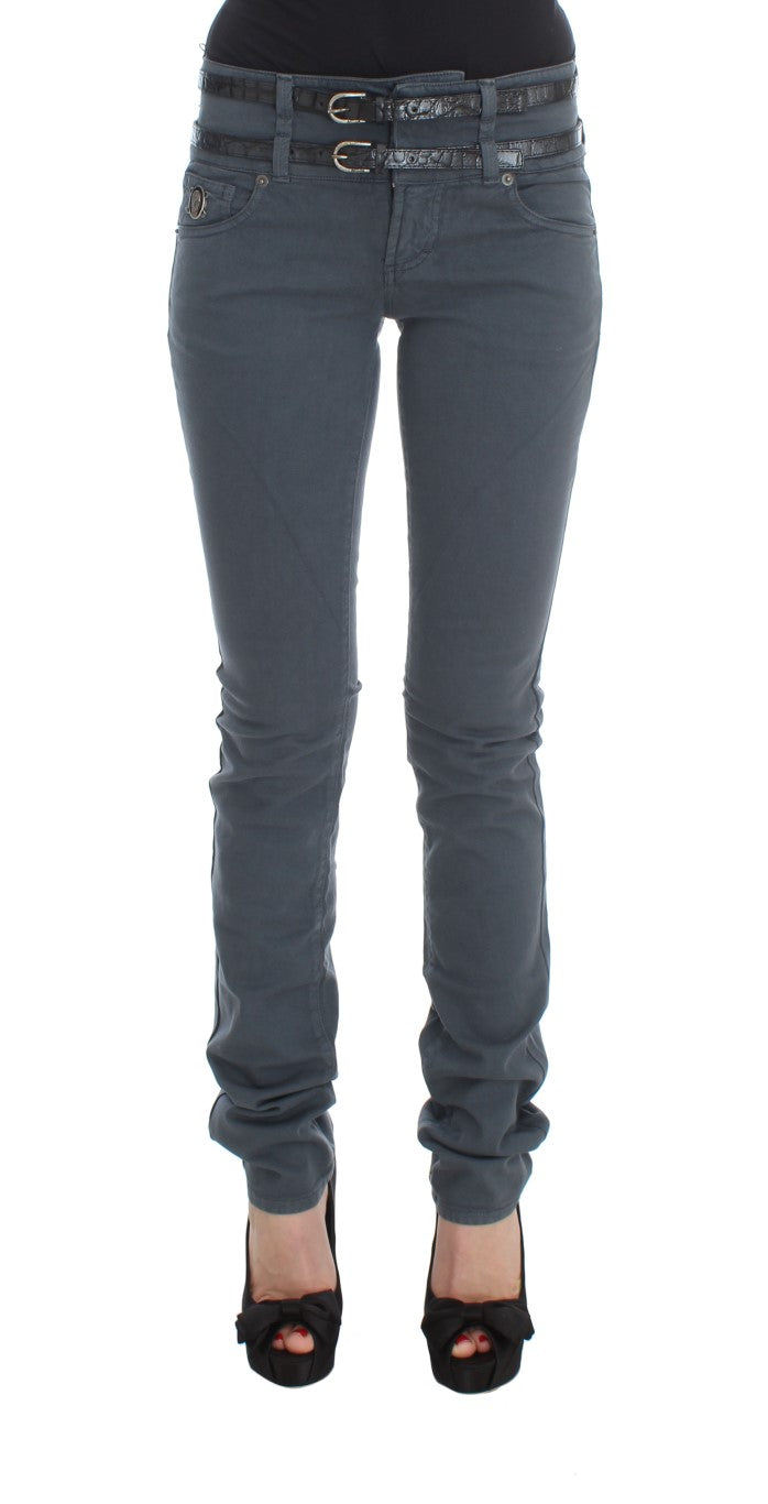 John Galliano Blaue Baumwollmischung Slim Fit Jeans mit hoher Taille