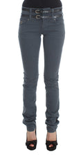 John Galliano Blaue Baumwollmischung Slim Fit Jeans mit hoher Taille