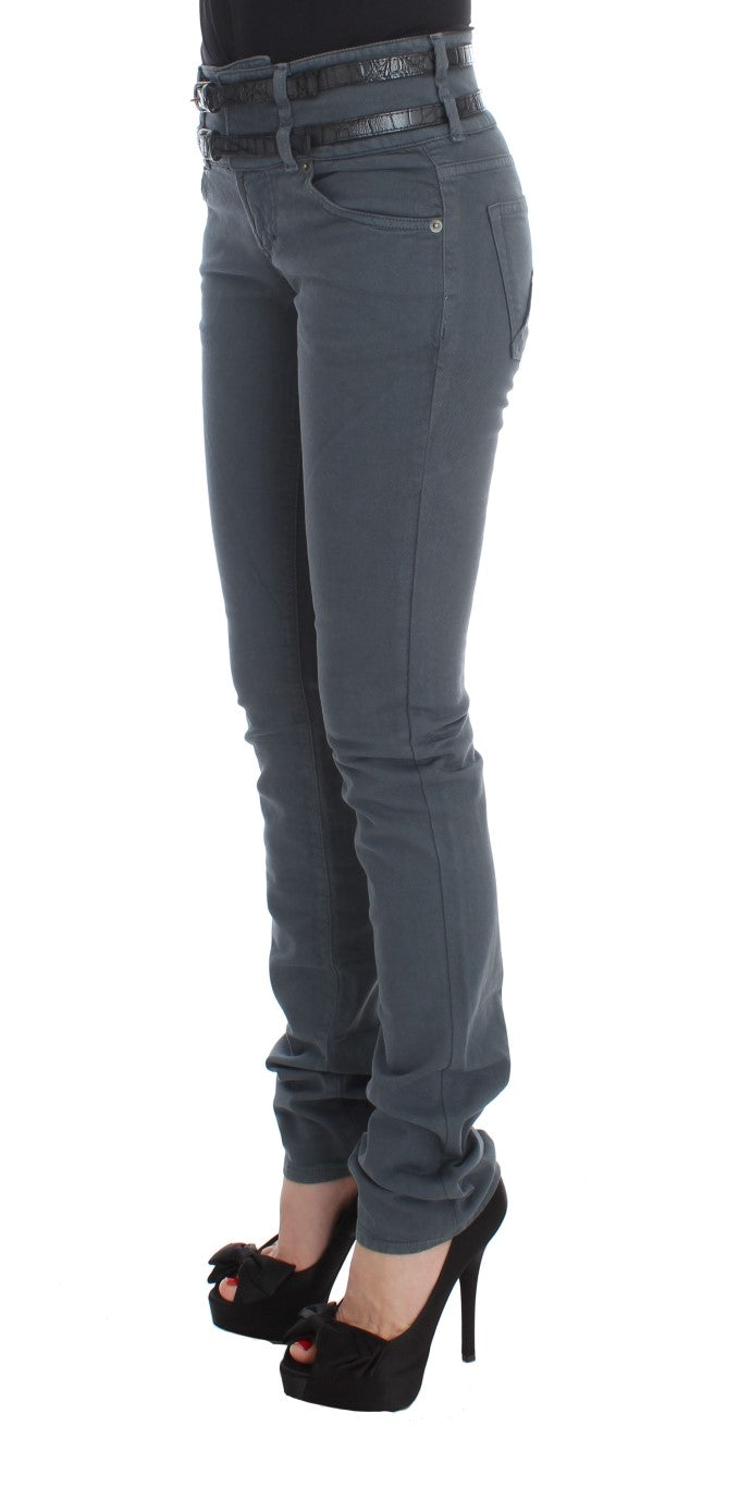 John Galliano Blaue Baumwollmischung Slim Fit Jeans mit hoher Taille
