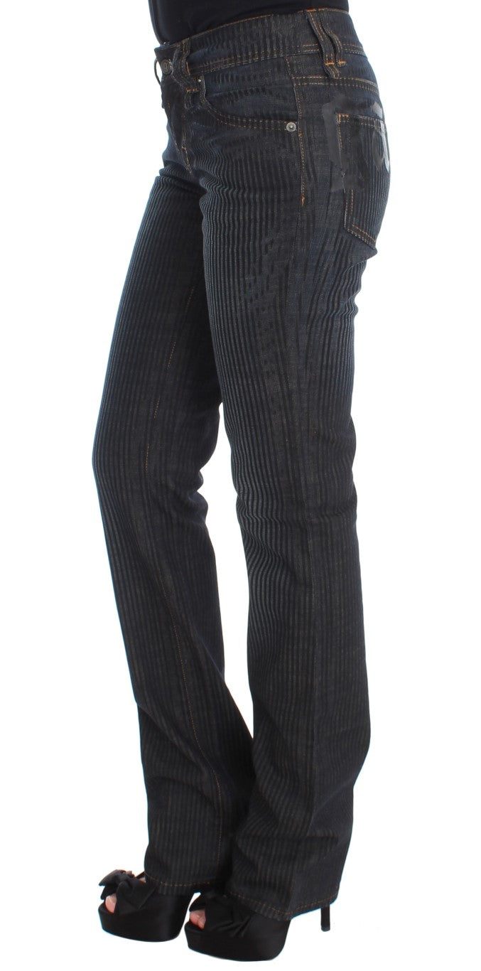 John Galliano Blue Cotton Blend Slim Fit Bootcut Jeans