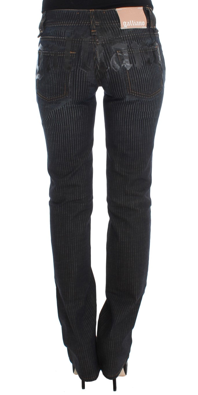 John Galliano Blue Cotton Blend Slim Fit Bootcut Jeans