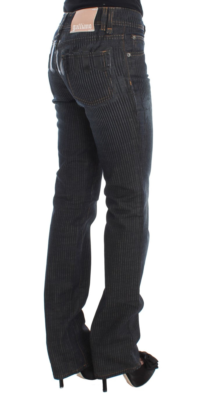 John Galliano Blue Cotton Blend Slim Fit Bootcut Jeans