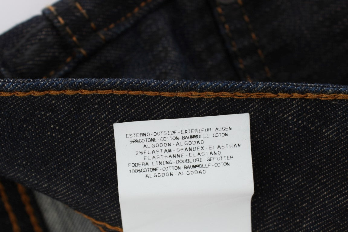 John Galliano Blue Cotton Blend Slim Fit Bootcut Jeans
