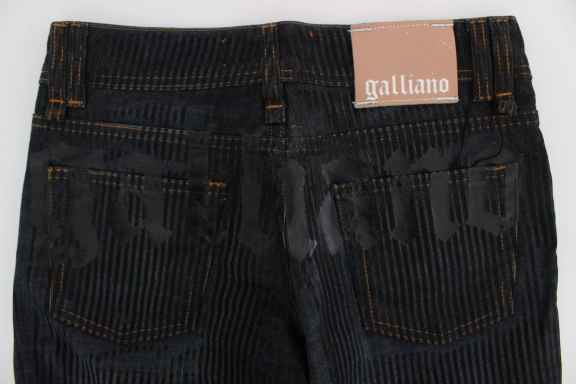 John Galliano Blue Cotton Blend Slim Fit Bootcut Jeans
