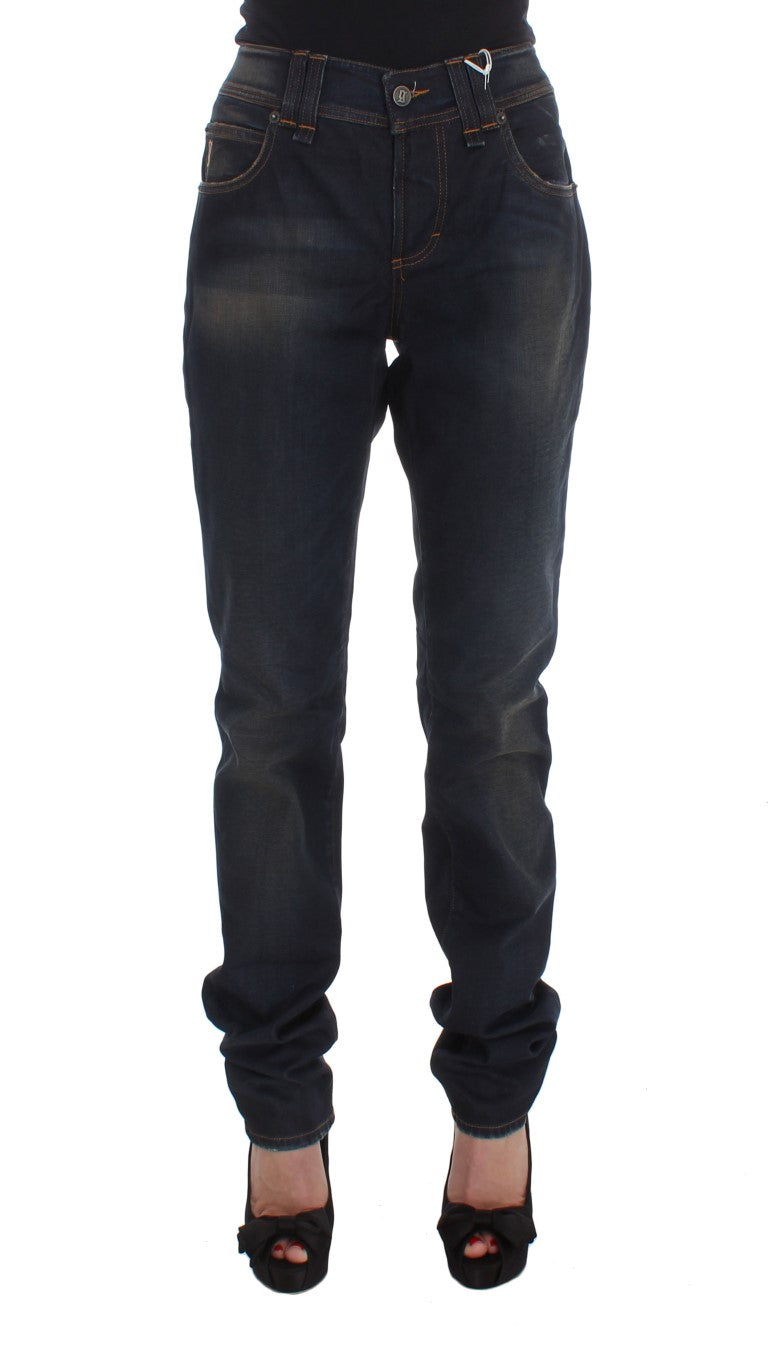 John Galliano Blaue Waschung Baumwollmischung Boyfriend Fit Jeans