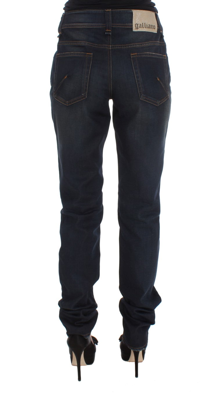 John Galliano Blaue Waschung Baumwollmischung Boyfriend Fit Jeans