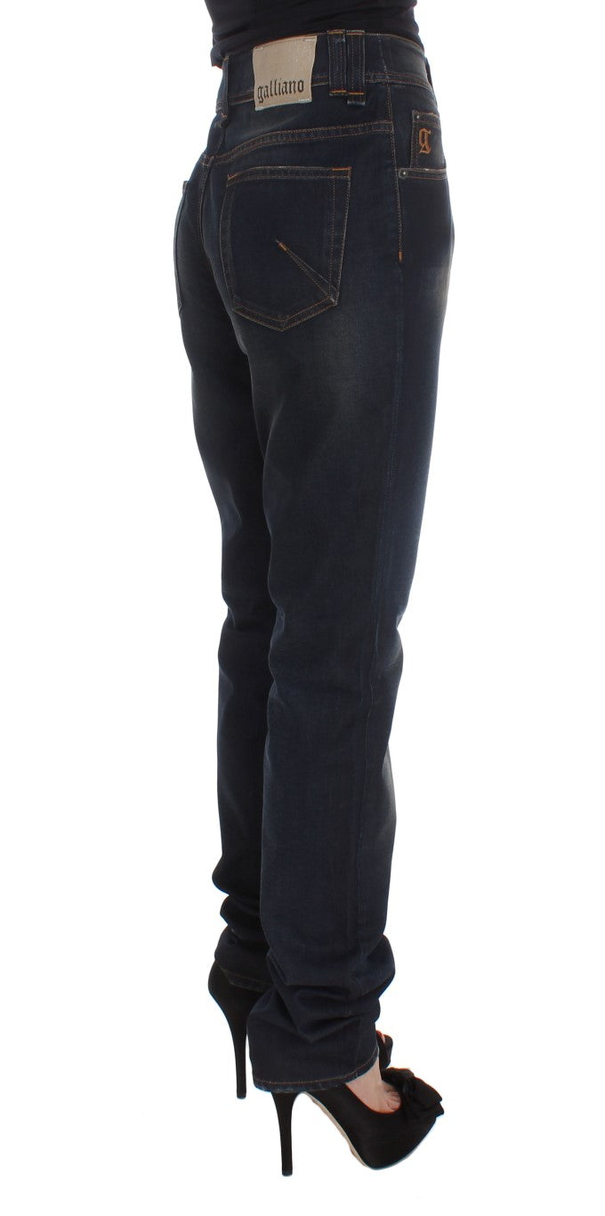 John Galliano Blaue Waschung Baumwollmischung Boyfriend Fit Jeans