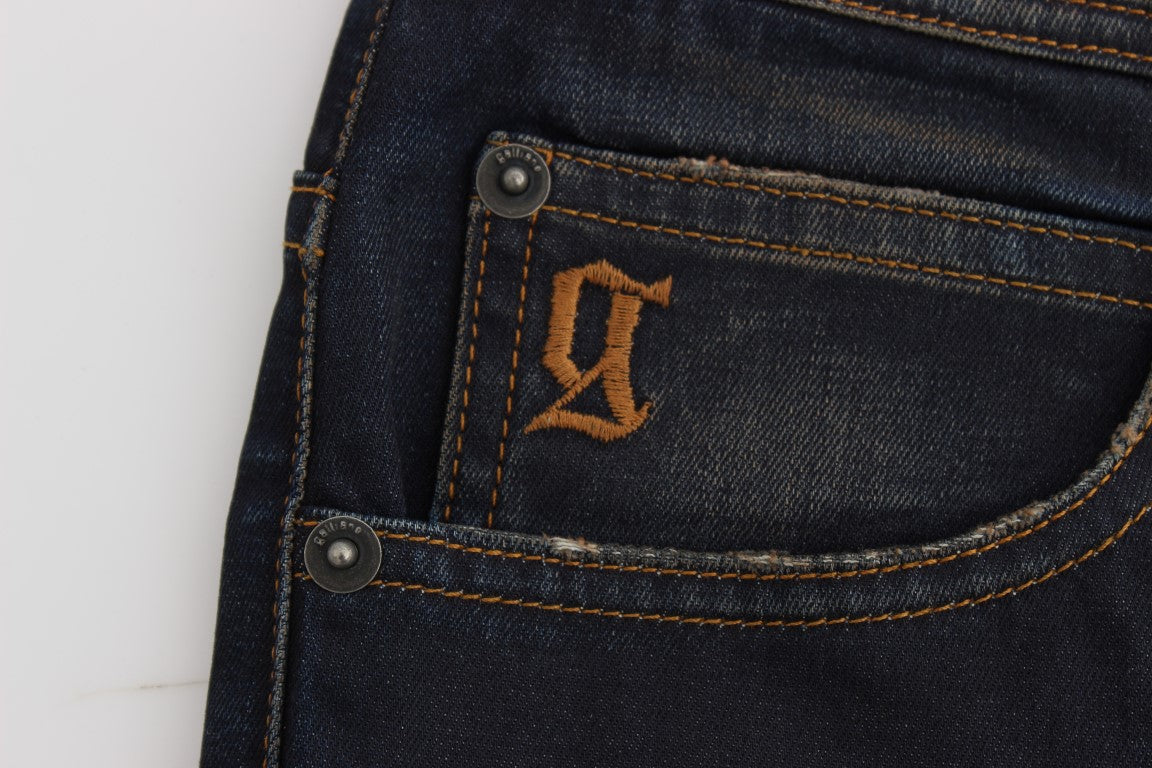 John Galliano Blaue Waschung Baumwollmischung Boyfriend Fit Jeans