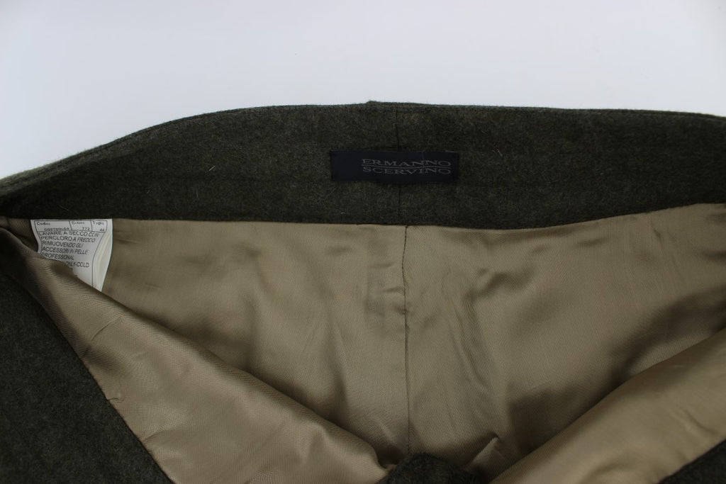 Ermanno Scervino Green Wool Blend Loose Fit Cargo Trousers