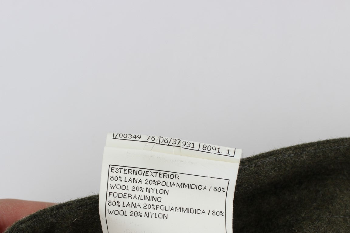 Ermanno Scervino Green Wool Blend Loose Fit Cargo Trousers