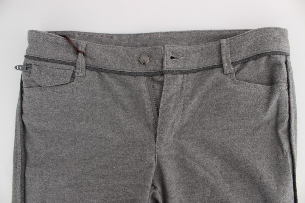 Ermanno Scervino Gray Cotton Straight Fit Casual Trousers