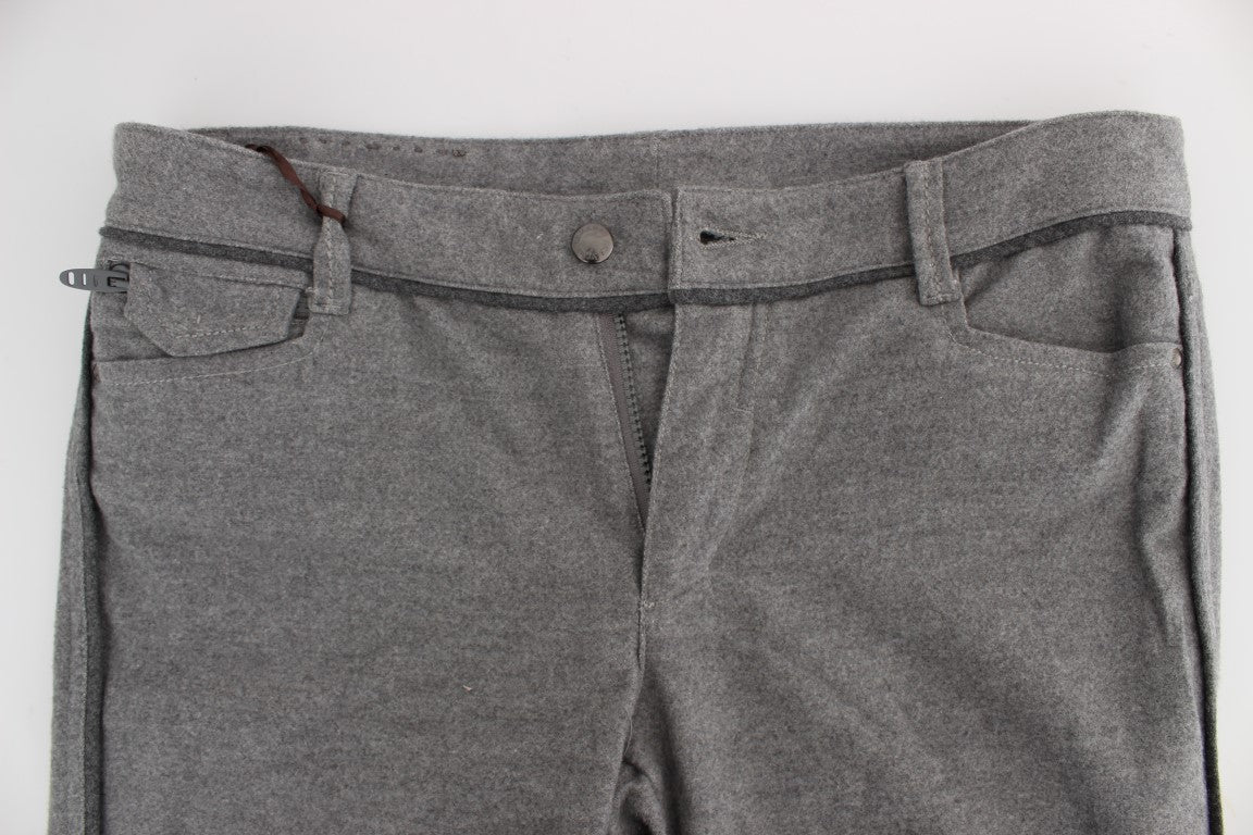 Ermanno Scervino Gray Cotton Straight Fit Casual Trousers