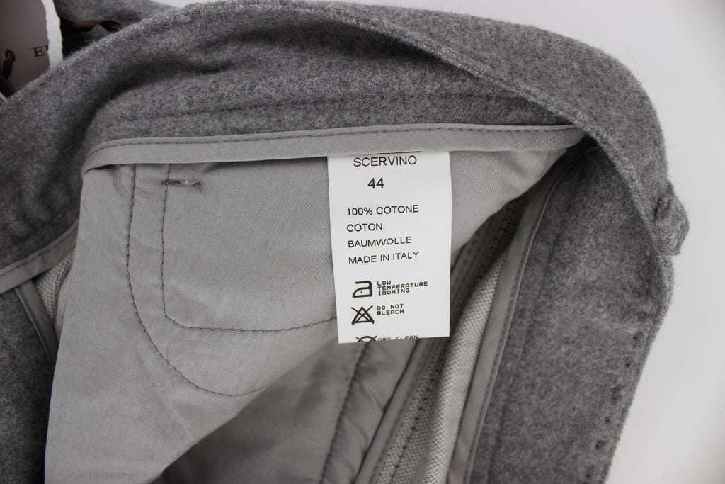 Ermanno Scervino Gray Cotton Straight Fit Casual Trousers
