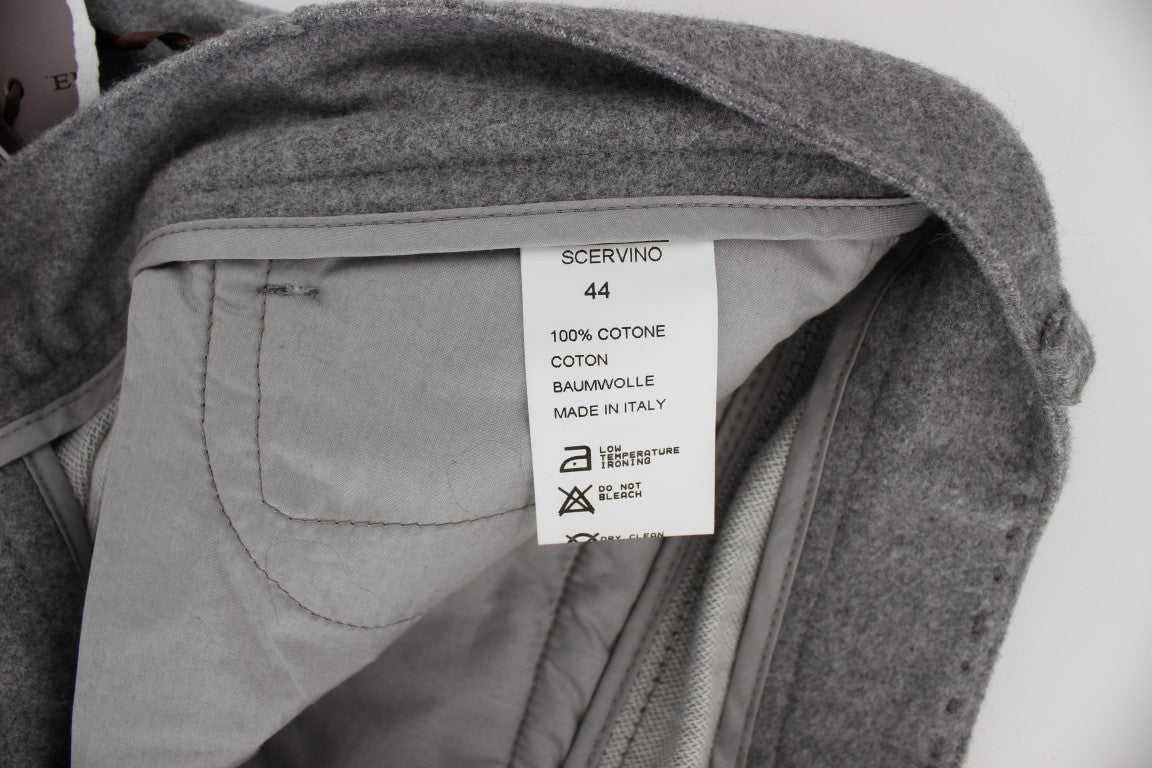 Ermanno Scervino Gray Cotton Straight Fit Casual Trousers