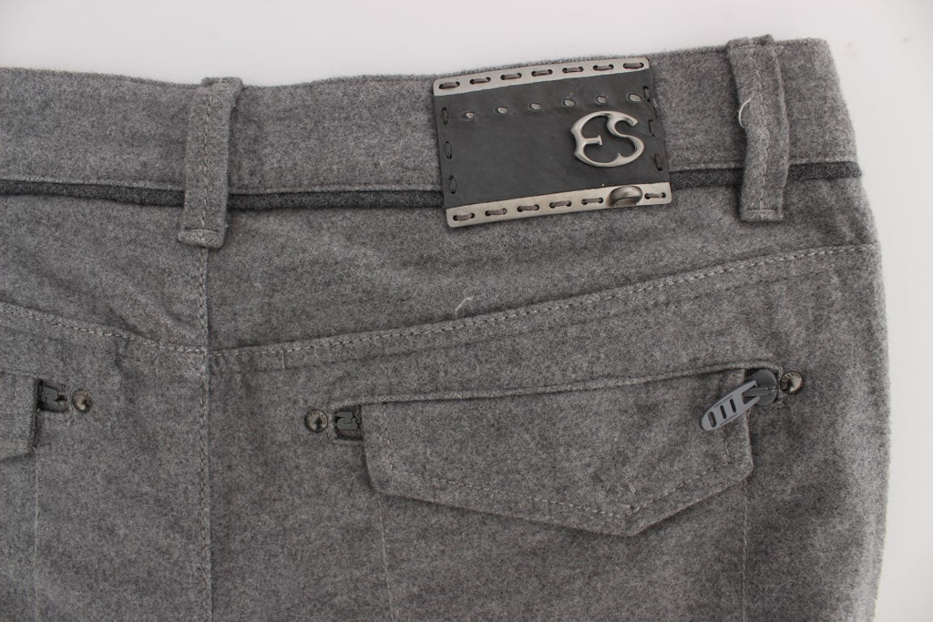 Ermanno Scervino Gray Cotton Straight Fit Casual Trousers