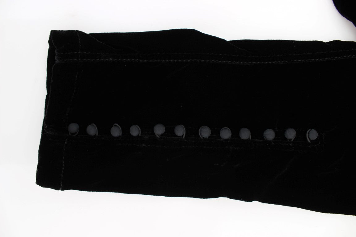 Ermanno Scervino Schwarze Slim Fit-Hose aus Viskosemischung und Samt