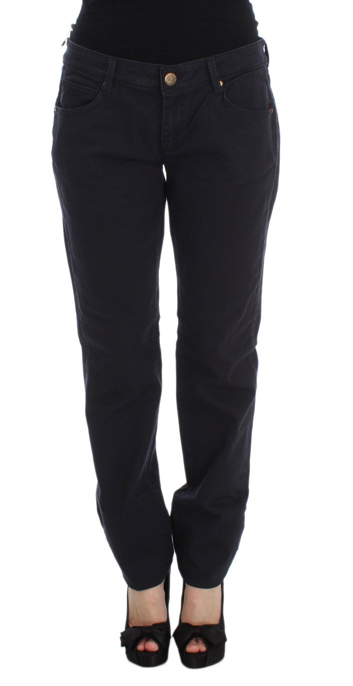 Ermanno Scervino Blue Cotton Blend Casual Fit Trousers