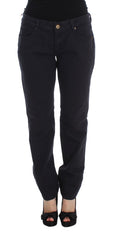 Ermanno Scervino Blue Cotton Blend Casual Fit Trousers