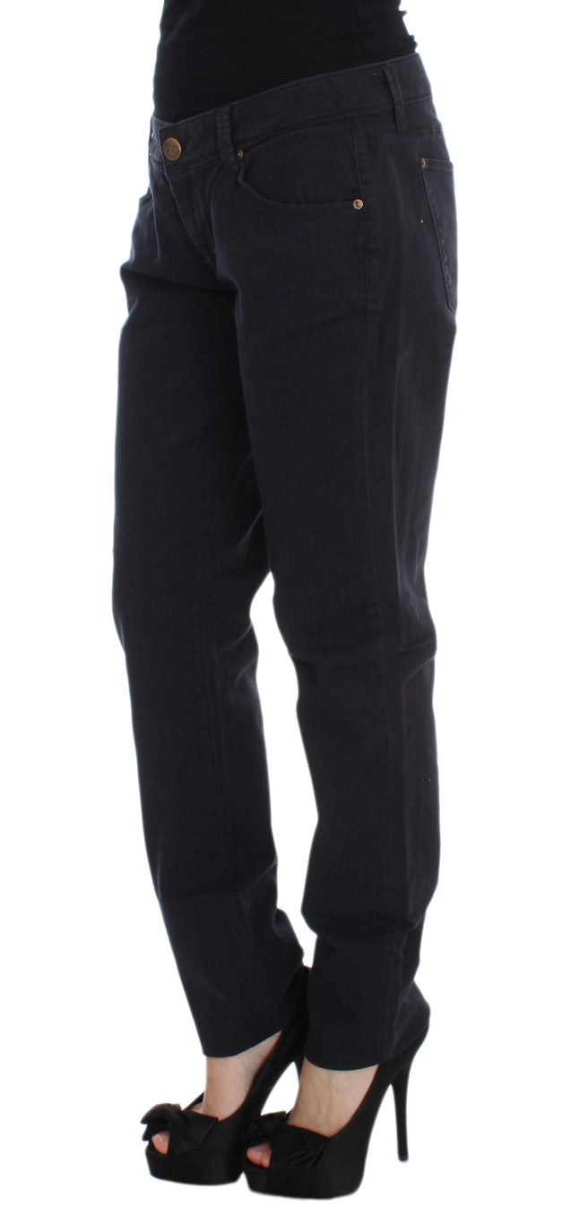 Ermanno Scervino Blue Cotton Blend Casual Fit Trousers