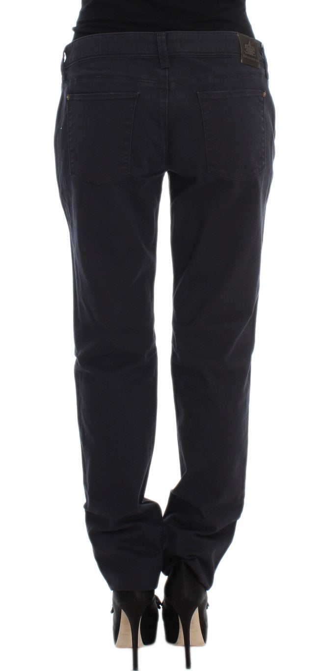 Ermanno Scervino Blue Cotton Blend Casual Fit Trousers