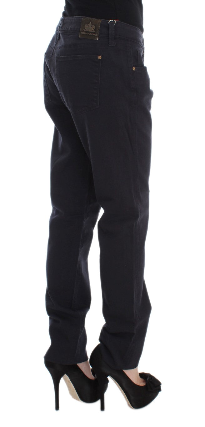 Ermanno Scervino Blue Cotton Blend Casual Fit Trousers