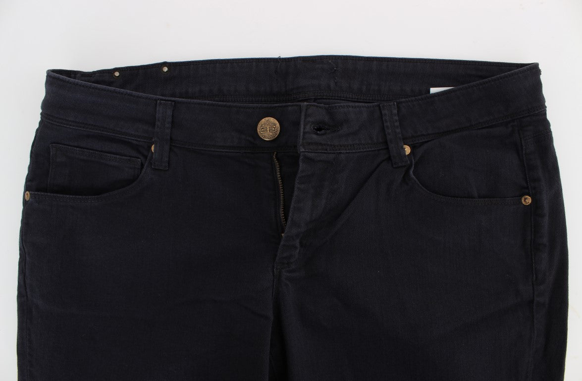 Ermanno Scervino Blue Cotton Blend Casual Fit Trousers