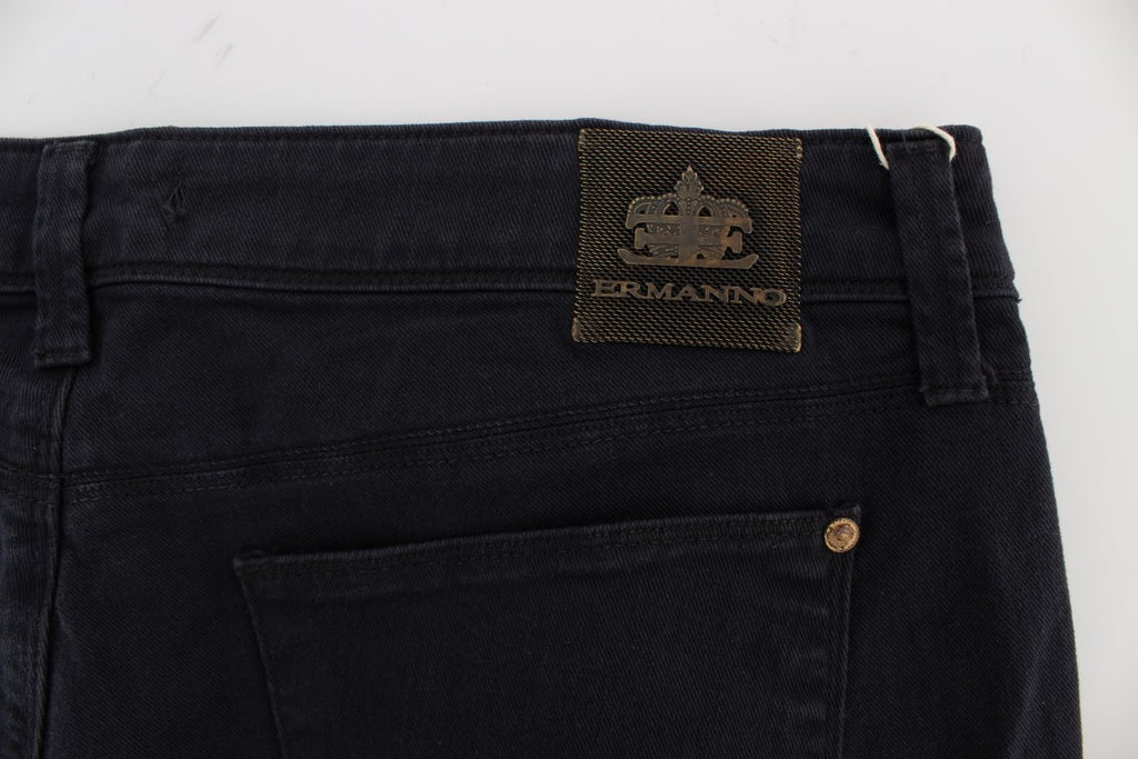 Ermanno Scervino Blue Cotton Blend Casual Fit Trousers