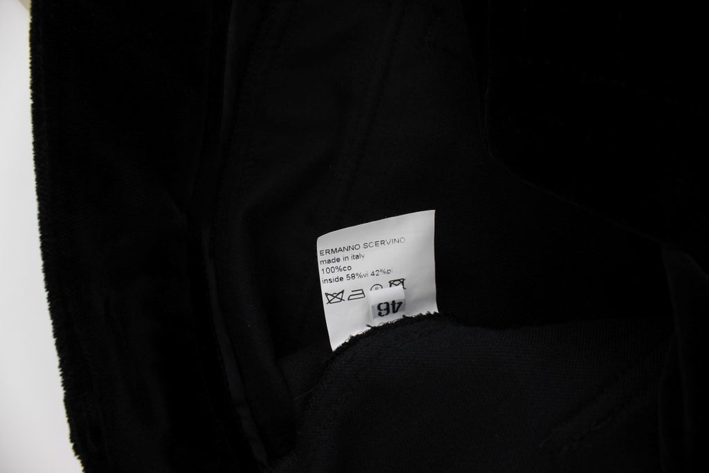 Ermanno Scervino Black Velvet Cotton Straight Leg Trousers