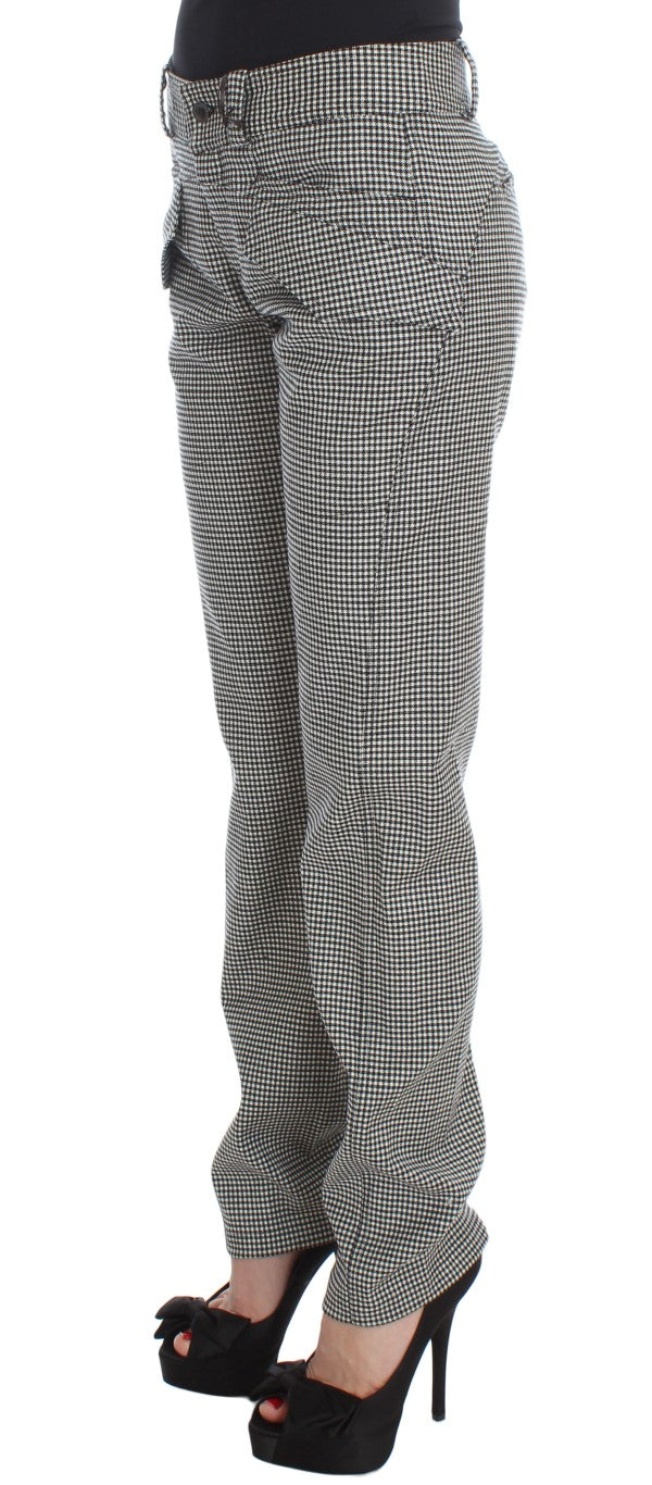 Ermanno Scervino Schwarz-weiß karierte Baumwoll-Luxus-Hose