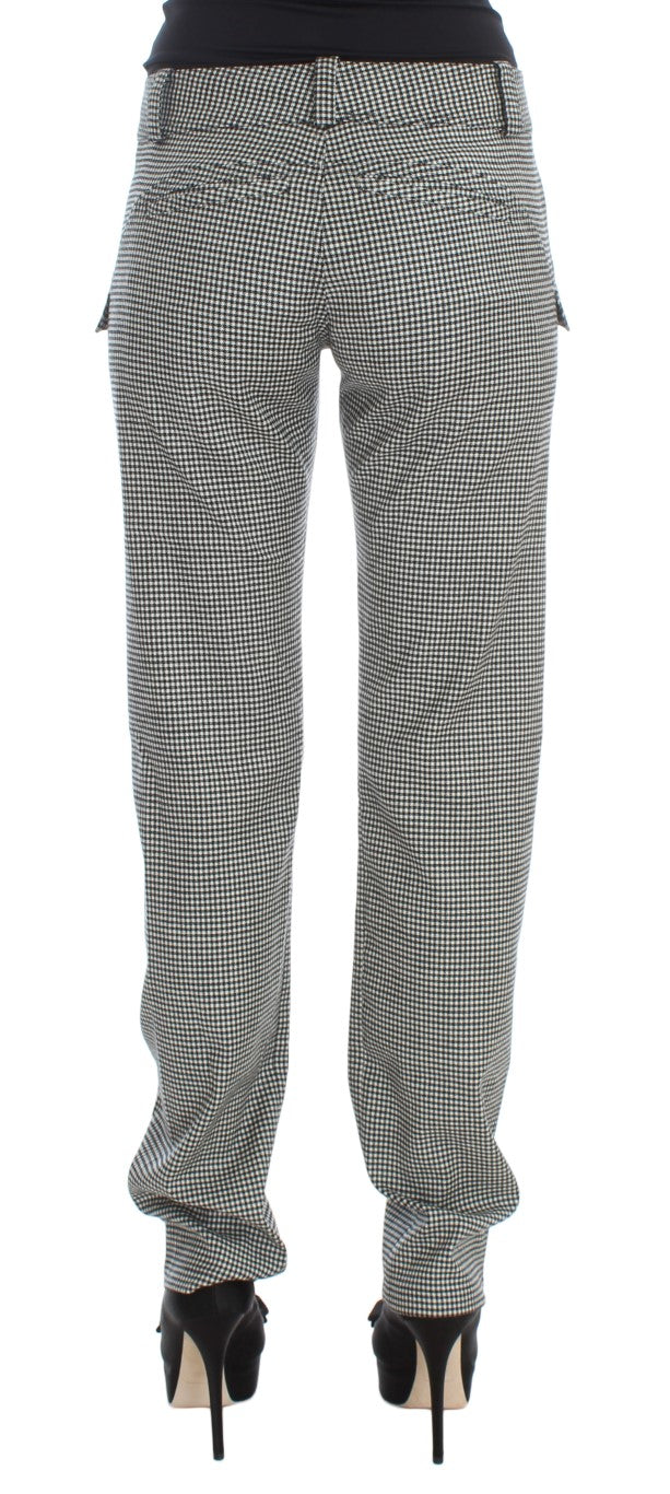 Ermanno Scervino Schwarz-weiß karierte Baumwoll-Luxus-Hose