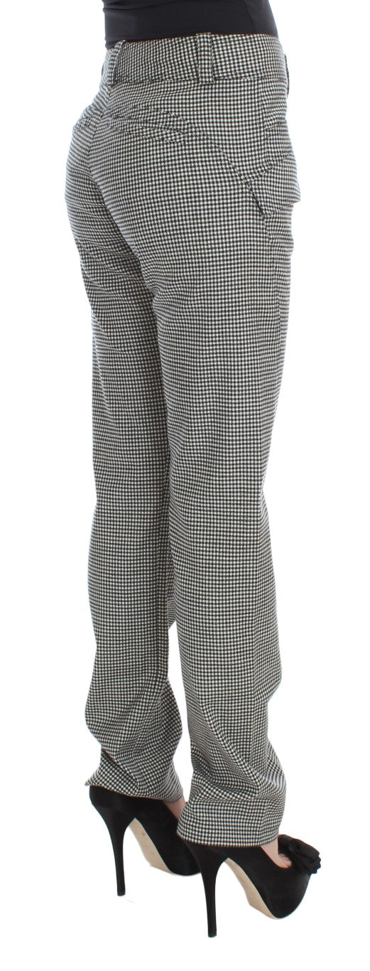 Ermanno Scervino Schwarz-weiß karierte Baumwoll-Luxus-Hose