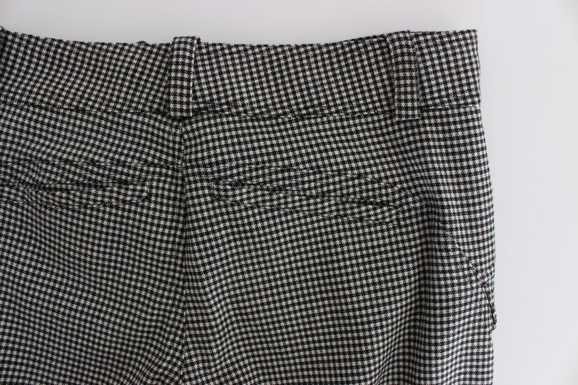 Ermanno Scervino Schwarz-weiß karierte Baumwoll-Luxus-Hose